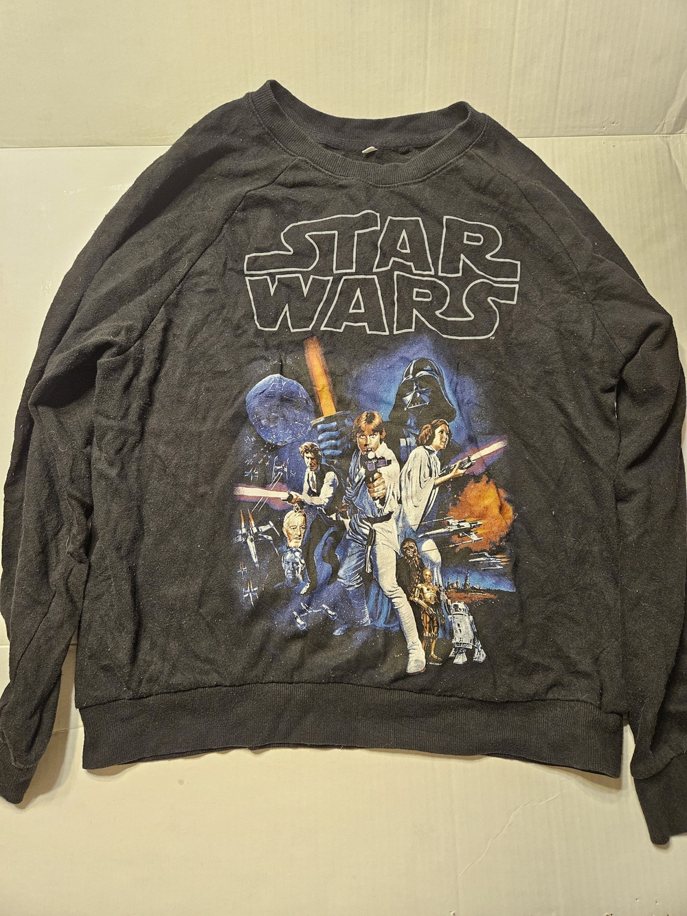 Star Wars Black Pullover Crewneck with Colorful Movie Graphic
